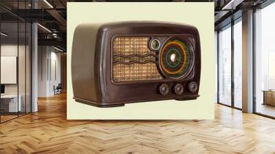 Old art deco radio isolated on white background Wall mural