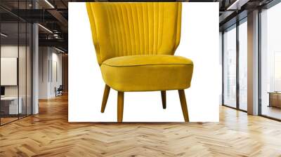 Old vintage yellow chair isolated on white Wall mural