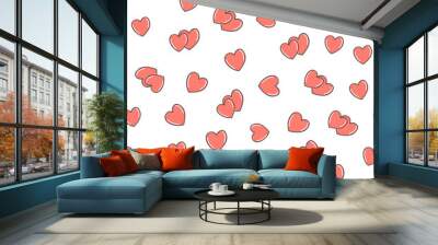 Seamless pattern with cartoon hearts. Love theme vector illustration. Wall mural