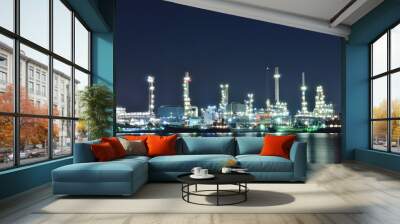 Oil Refinery in the night Wall mural