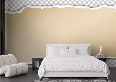 Torn paper with shadow on transparent background. Vector realistic ripped paper note Wall mural