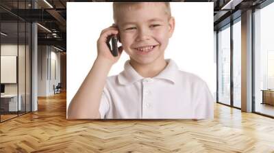 Boy talking on a cell phone Wall mural