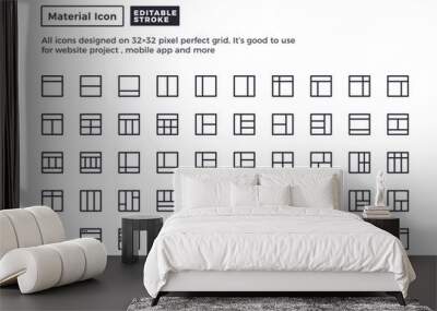 Web Layout Icon.Material Outline Icons set for website and mobile app ,Pixel perfect icon, Editable Stroke. Wall mural