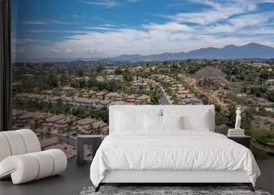 Aerial view of master planned homes in the hills of Orange County California. Wall mural