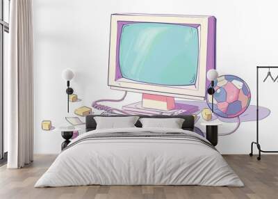 cartoon style computer icon Wall mural