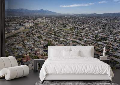 Drone Aerial View Suburban California Neighborhood. Single Family Homes Wall mural