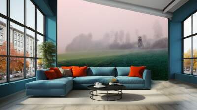 Farm Field with deer stand.  Wall mural