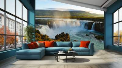 Goðafoss Waterfall at Sunset in Iceland Wall mural