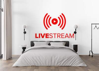 Livestream icon for streaming video gatherings online Wall mural