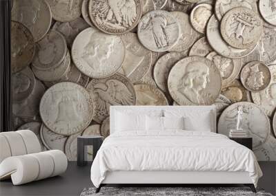 Pile Of Silver Coins Wall mural