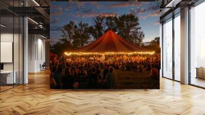 A comedy show takes place inside a tent powered by a large biodieselpowered generator with comedians poking fun at environmental issues and encouraging the use of alternative fuels. . Wall mural