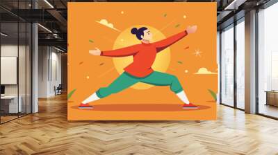 A persons dedication and perseverance in the art of Tai Chi helps them overcome physical limitations and chronic pain leading to a renewed Wall mural