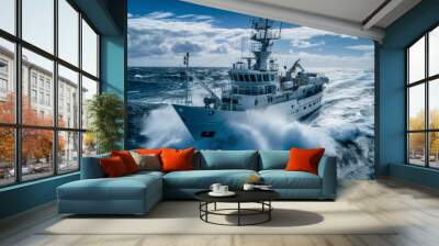 A research vessel equipped with stateoftheart stabilizing technology takes on treacherous waters allowing scientists to collect valuable data without the hindrance of volatile Wall mural