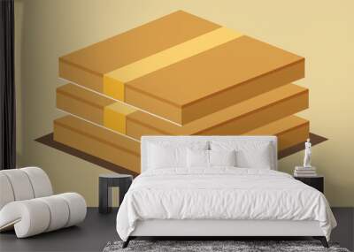 A torn cardboard box flattened and stacked with others dreams of being transformed into a brand new paper product. Wall mural