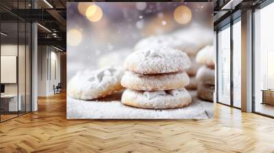 A touch of love is added to these cookies with a dusting of powdered sugar, creating an ethereal effect reminiscent of a gentle snowfall. Wall mural