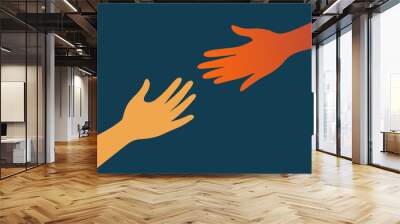 An image of a hand reaching out to another offering a helping hand and support demonstrating the importance of leaning on loved ones during Wall mural