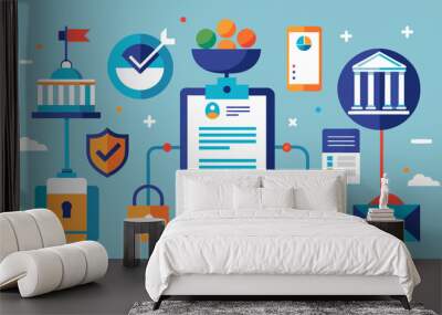 An infographic highlighting the key legal considerations and regulations that companies must adhere to when navigating issues related to Wall mural