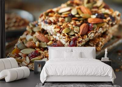 Goes beyond basic granola bars this foraged nut and seed mix combines wild almonds pumpkin seeds and dried cranberries for a tasty and filling snack. Wall mural