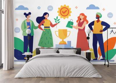 Nonprofit organizations advocating for sustainable fashion were also recognized at the awards ceremony emphasizing the social impact of ethical. Vector illustration Wall mural