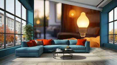 The advanced technology of a smart light bulb with a builtin sensor that adjusts its brightness according to the natural light in the room. Wall mural