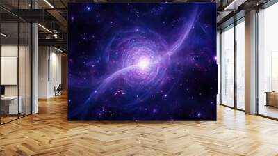 The deep indigo and purple of the galactic magnetic fields glimmer and sparkle as they interact with gaseous particles forming a web of energy and light. Tiny stars flicker in and out of existence and Wall mural