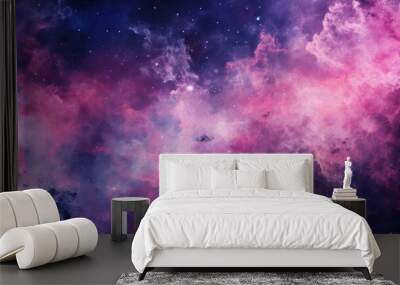 Two spectral points of color dominate this space image indigo and pink. The purple hues are created by interstellar radiation heating while the red and pink tones are emitted from gas clouds and stars Wall mural