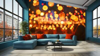 Vague silhouettes swaying to the music immersed in the lively and upbeat atmosphere. Wall mural