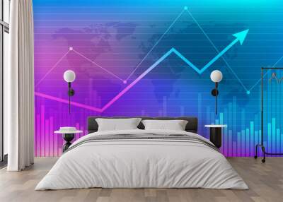 Business candle stick graph chart of stock market investment trading. Trend of graph. Vector illustration Wall mural