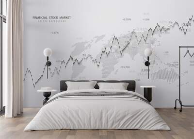 Stock market graph or forex trading chart for business and financial concepts, reports and investment . Vector illustration Wall mural