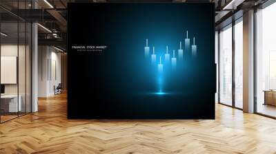 Stock market graph or forex trading chart for business and financial concepts, reports and investment on dark background. Vector illustration Wall mural