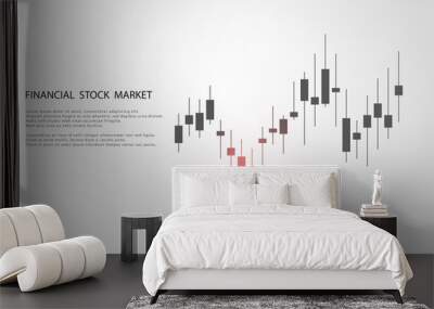 Stock market graph or forex trading chart for business and financial concepts, reports and investment on grey background . Vector illustration Wall mural