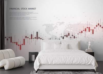 Stock market graph or forex trading chart for business and financial concepts, reports and investment on grey background . Vector illustration Wall mural