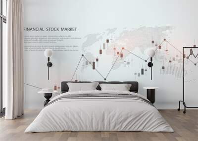 Stock market graph or forex trading chart for business and financial concepts, reports and investment on grey background . Vector illustration Wall mural