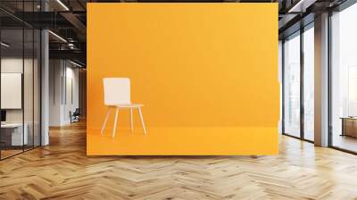 modern chair in yellow living room. Minimal style concept. pastel color style. 3D render. Wall mural