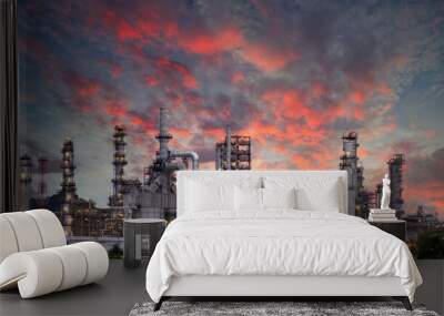 Industry Overview The refinery is an industrial area with sunrise and cloudy skies, oil and natural gas storage tanks, the refinery industry. Wall mural