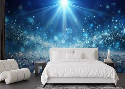 glittering white blue particles stage abstract background with bokeh effect Wall mural