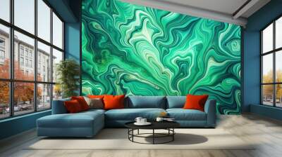 Green marble textured background with fluid art design, perfect for modern wallpaper or silhouette projects Wall mural