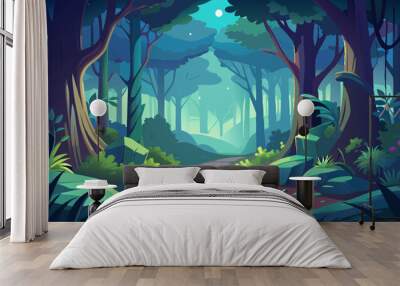 background of the mystical forest vector illustration  Wall mural