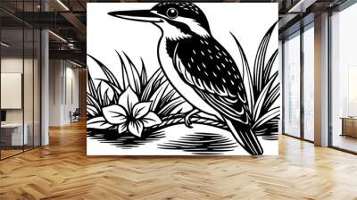 black and white bird Wall mural