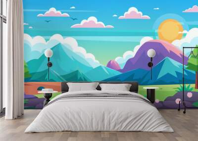 daytime sky landscape vector illustration  Wall mural