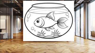 Fish glass fishbowl aquarium vector illustration Wall mural