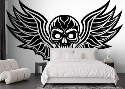 line art skull wing shape ornaments vector illustration Wall mural