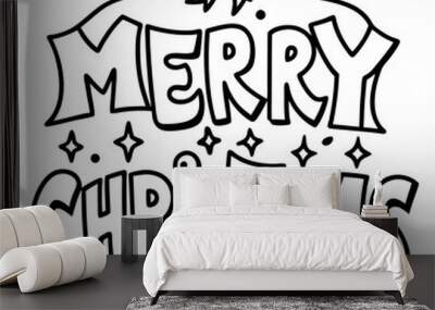 merry Christmas typography t-shirt design Wall mural