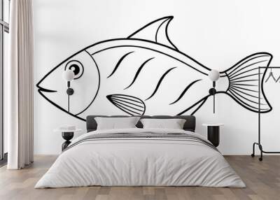 triggerfish line art vector illustration Wall mural