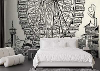 chicago exposition 1893 - the ferris wheel Wall mural