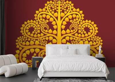 Bo tree gold color on brown background vector illustration isolated Wall mural