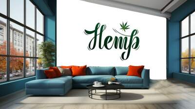 Vector illustration for environmental theme - Hemp. Lettering. Wall mural