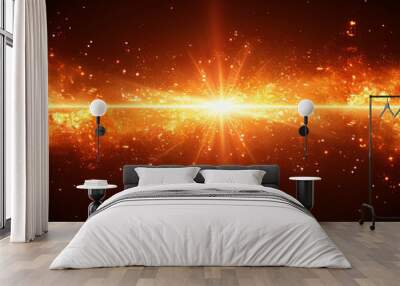 a bright orange line of fire with a bright yellow star in the middle Wall mural