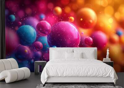 Abstract composition of multi colored balls that create a feeling of rainb Wall mural