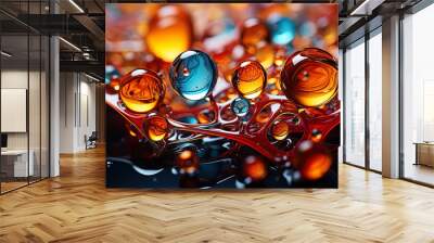 Abstraction in colors: a photo where drops and spraying create unique and unpredictable forms on t Wall mural